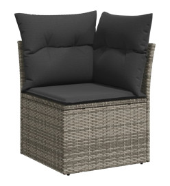 Salon de jardin avec coussins 7 pcs gris résine tressée