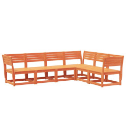 Salon de jardin 6 pcs cire marron bois de pin massif