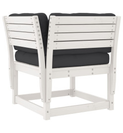 Salon de jardin 6 pcs avec coussins blanc bois massif de pin