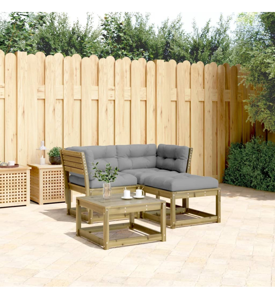 Salon de jardin 3 pcs avec coussins bois de pin imprégné Salon de jardin 3 pcs avec coussins bois de pin imprégné