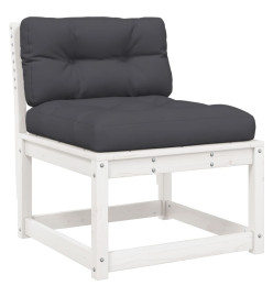 Salon de jardin 5 pcs avec coussins blanc bois massif de pin