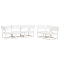 Salon de jardin 5 pcs blanc bois massif de pin