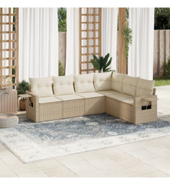 Salon de jardin avec coussins 6 pcs beige résine tressée
