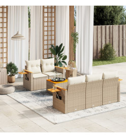 Salon de jardin avec coussins 6 pcs beige résine tressée