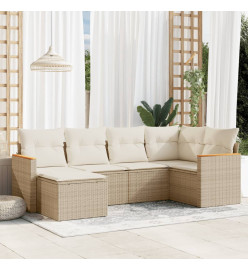 Salon de jardin avec coussins 6 pcs beige résine tressée