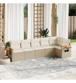 Salon de jardin avec coussins 6 pcs beige résine tressée