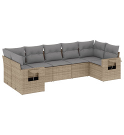 Salon de jardin avec coussins 7 pcs beige résine tressée