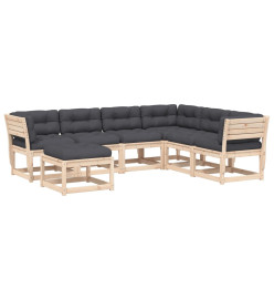 Salon de jardin 7 pcs avec coussins Bois de pin massif