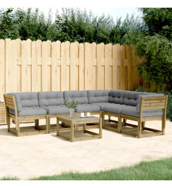 Salon de jardin 6 pcs avec coussins bois de pin imprégné