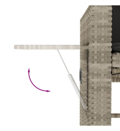 Banc inclinable de jardin et coussins gris clair résine tressée