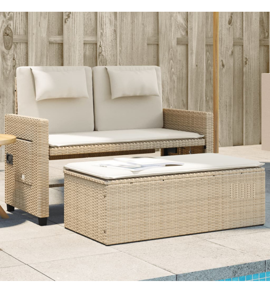 Banc inclinable de jardin avec coussins beige résine tressée Banc inclinable de jardin avec coussins beige résine tressée