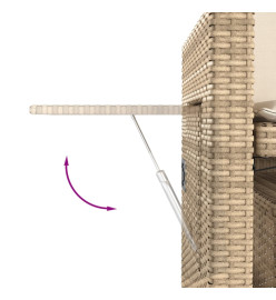 Banc inclinable de jardin avec coussins beige résine tressée