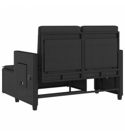 Banc inclinable de jardin avec coussins noir résine tressée