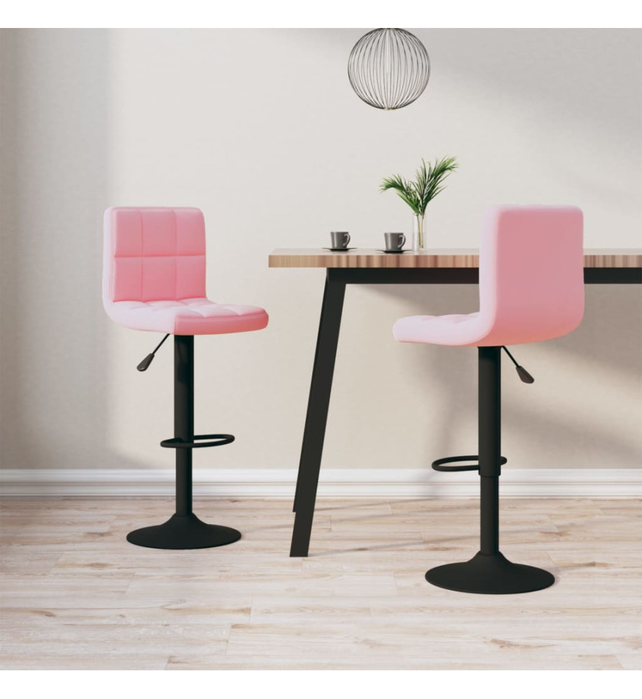 Tabourets de bar lot de 2 rose velours