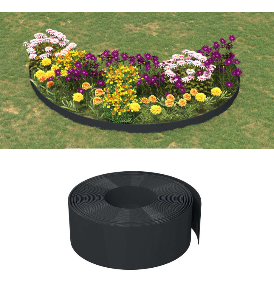 Bordures de jardin 2 pcs noir 10 m 20 cm polyéthylène