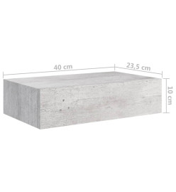 Étagères à tiroir murales 2 pcs Gris béton 40x23,5x10 cm MDF