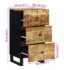 Buffet avec 3 tiroirs 40x33,5x75 cm bois massif de manguier