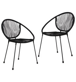 Ensemble à dîner d'extérieur 3 pcs Rotin PVC Noir