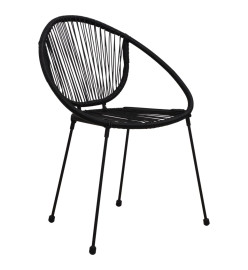 Ensemble à dîner d'extérieur 3 pcs Rotin PVC Noir