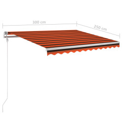 Auvent manuel rétractable avec LED 3x2,5 m Orange et marron
