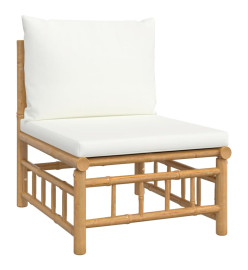Salon de jardin 9 pcs avec coussins blanc crème bambou