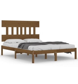 Cadre de lit Marron miel Bois massif 140x190 cm