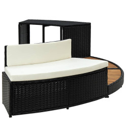 Contour pour spa Noir Poly rotin et bois d'acacia massif