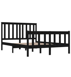 Cadre de lit Noir Bois de pin massif 120x190 cm Petit Double