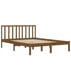 Cadre de lit Marron miel Bois de pin massif 140x190 cm