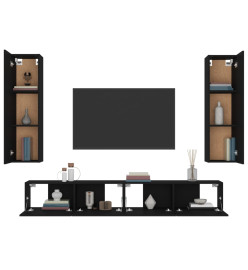 Ensemble de meubles TV 4 pcs Noir Bois d'ingénierie