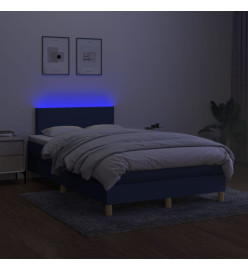 Sommier tapissier avec matelas et LED Bleu 120x200 cm Tissu