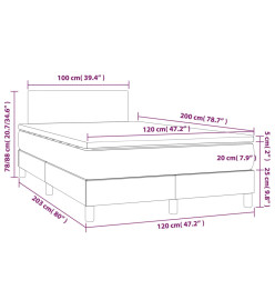 Sommier tapissier avec matelas et LED Bleu 120x200 cm Tissu