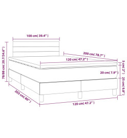 Sommier tapissier matelas et LED Marron foncé 120x200 cm Tissu