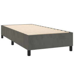 Sommier tapissier matelas et LED Gris foncé 100x200 cm Velours