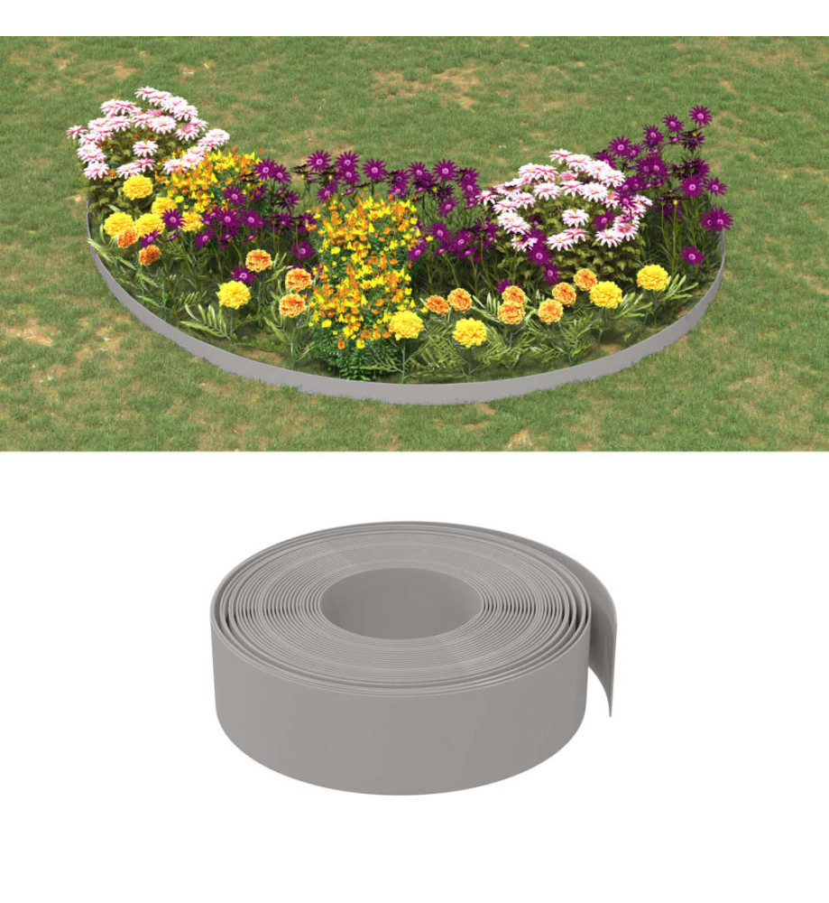 Bordures de jardin 4 pcs gris 10 m 15 cm polyéthylène