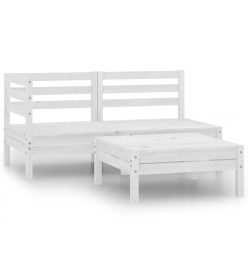 Salon de jardin 3 pcs Bois de pin massif Blanc