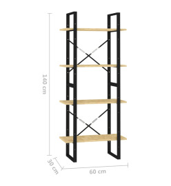 Bibliothèque à 4 niveaux 60x30x140 cm Bois de pin massif