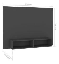 Meuble TV mural Gris 120x23,5x90 cm Aggloméré