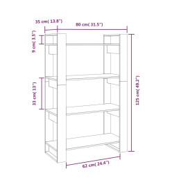 Bibliothèque/Séparateur de pièce 80x35x125 cm Pin massif