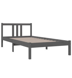 Cadre de lit Gris Bois massif 90x190 cm Simple