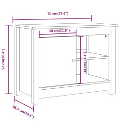 Meuble TV Blanc 70x36,5x52 cm Bois de pin massif