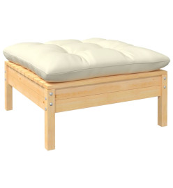 Salon de jardin 12 pcs avec coussins crème Bois de pin solide