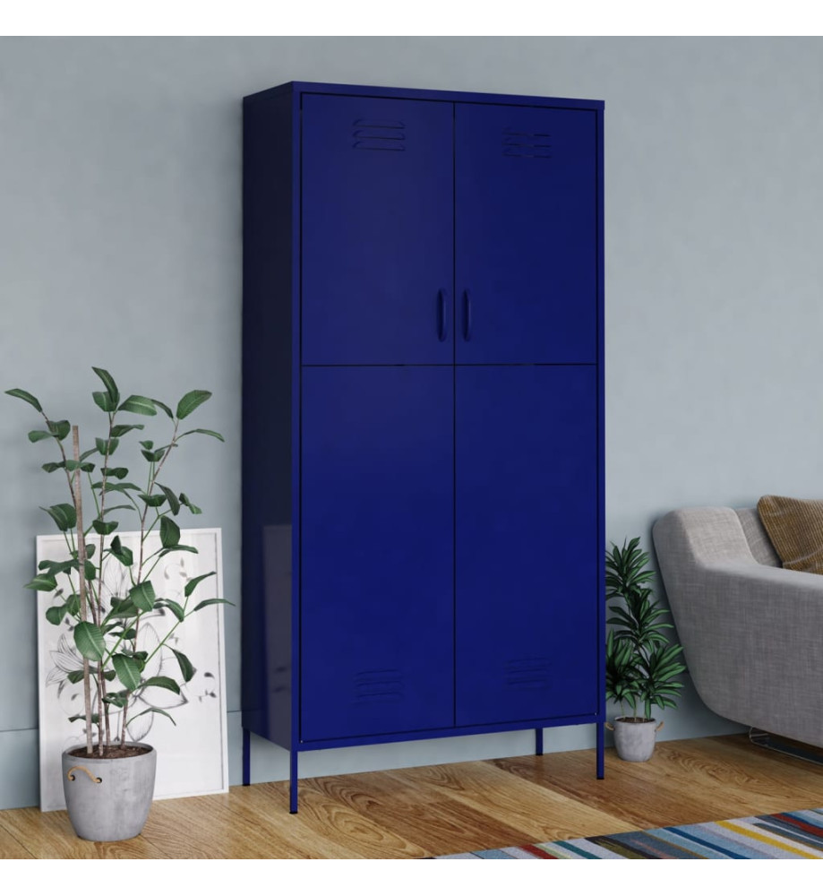 Garde-robe Bleu marine 90x50x180 cm Acier