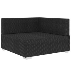 Chaise d'angle 1 pc et coussins Résine tressée Noir