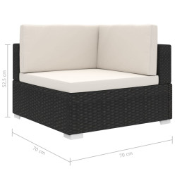 Chaise d'angle 1 pc et coussins Résine tressée Noir