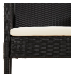Ensemble à dîner de jardin et coussins 7pcs Noir Résine tressée