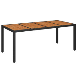 Ensemble à dîner de jardin et coussins 7pcs Noir Résine tressée