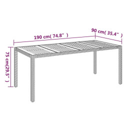 Ensemble à dîner de jardin et coussins 7pcs Noir Résine tressée