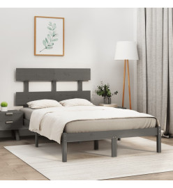 Cadre de lit Gris Bois massif 120x190 cm Petit Double