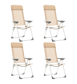 Chaises de camping pliables 4 pcs Crème Aluminium